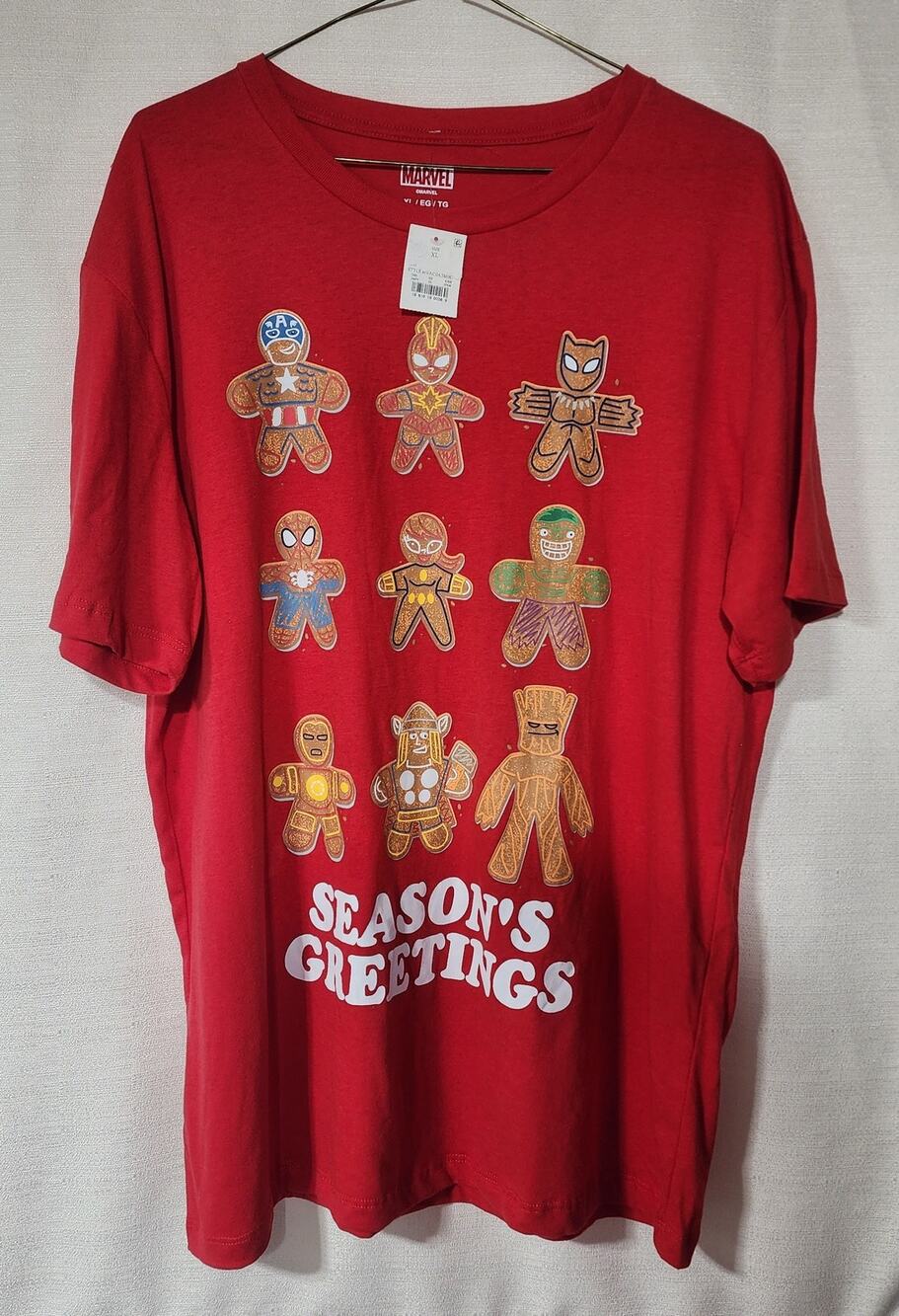 Marvel gingerbread heroes '' season's greeting'' shirt men's XL